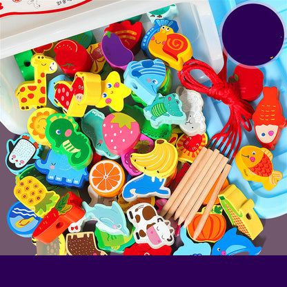 Wooden Beaded Threading Toy for Kids – Brain & Intelligence Building Blocks