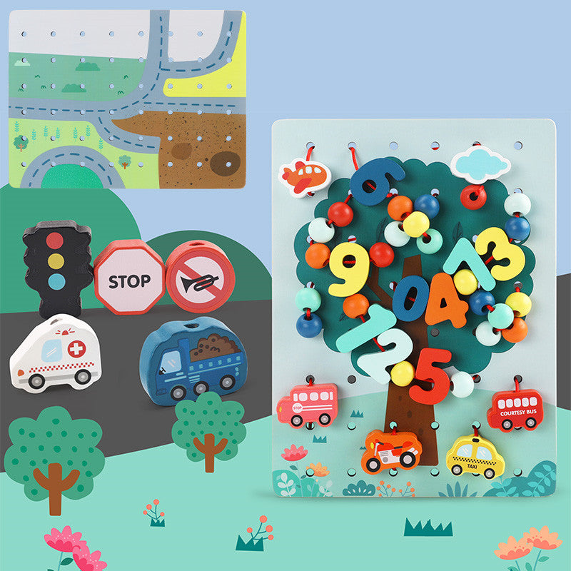 Wooden Beaded Threading Toy for Kids – Brain & Intelligence Building Blocks