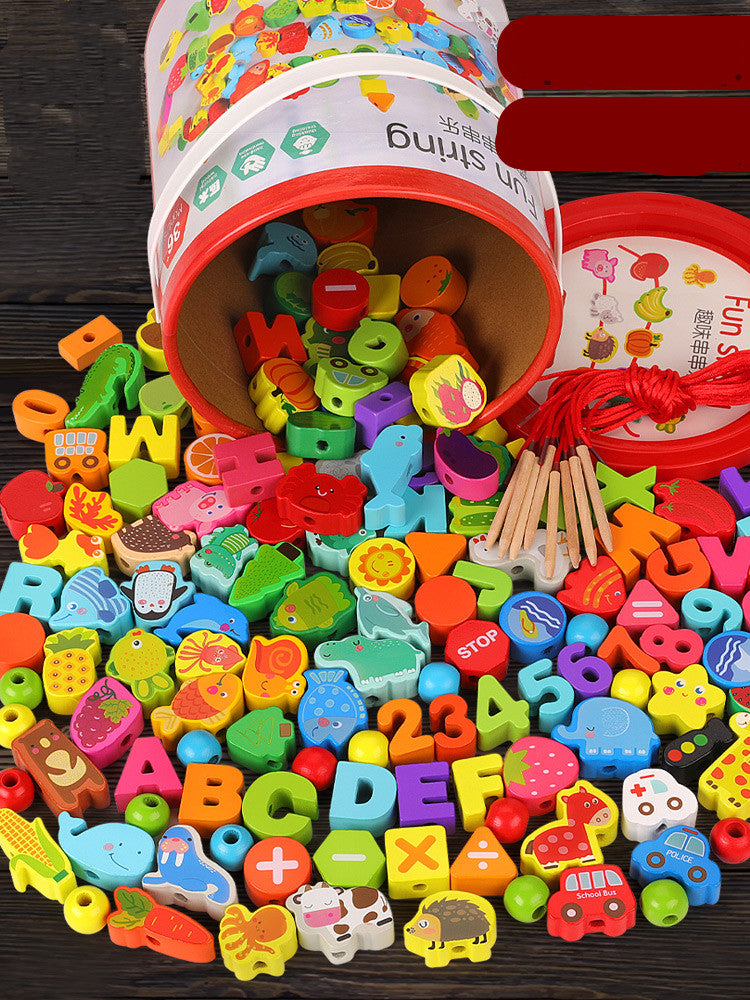 Wooden Beaded Threading Toy for Kids – Brain & Intelligence Building Blocks