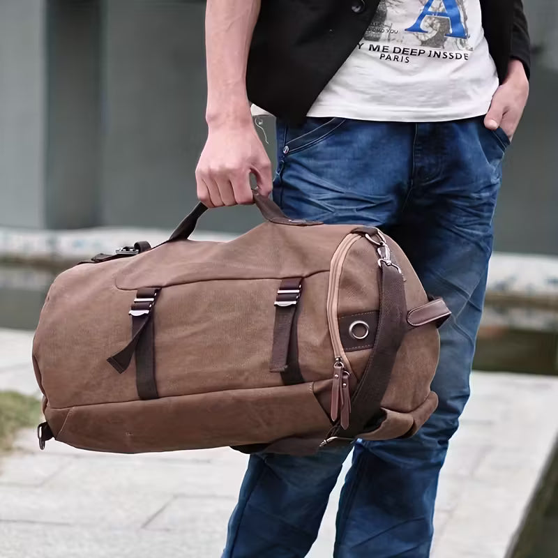 Men’s Vintage Canvas Backpack – Large Travel & Sports Rucksack with Durable Canvas, Multi-Purpose Student Bag