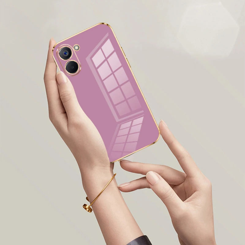 Realme 10 Pro+ Luxury Square Plating Case | Shockproof Anti-Scratch Back Cover for Realme 10 Pro, 10 Pro Plus, 10S, C35, C33 2023