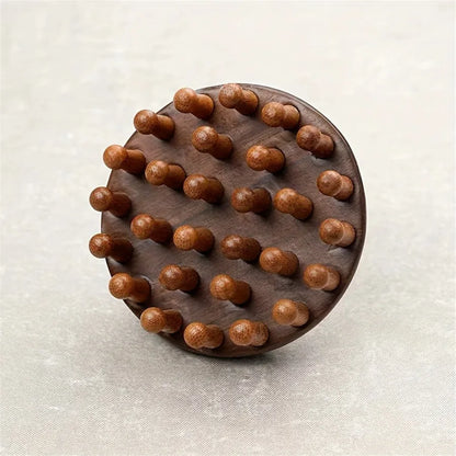 Ergonomic Mahogany Scalp Massager - Handheld Full Body Relaxation Tool with Unique Rounded Design for Relax