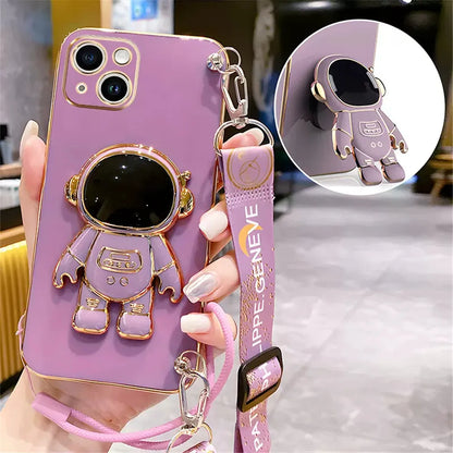 Note13 Astronaut Lanyard Crossbody Silicone Case For Xiaomi Redmi Note 13 Note13 Pro Plus 13C 13T 13 Lite POCO X6 M6 Stand Cover