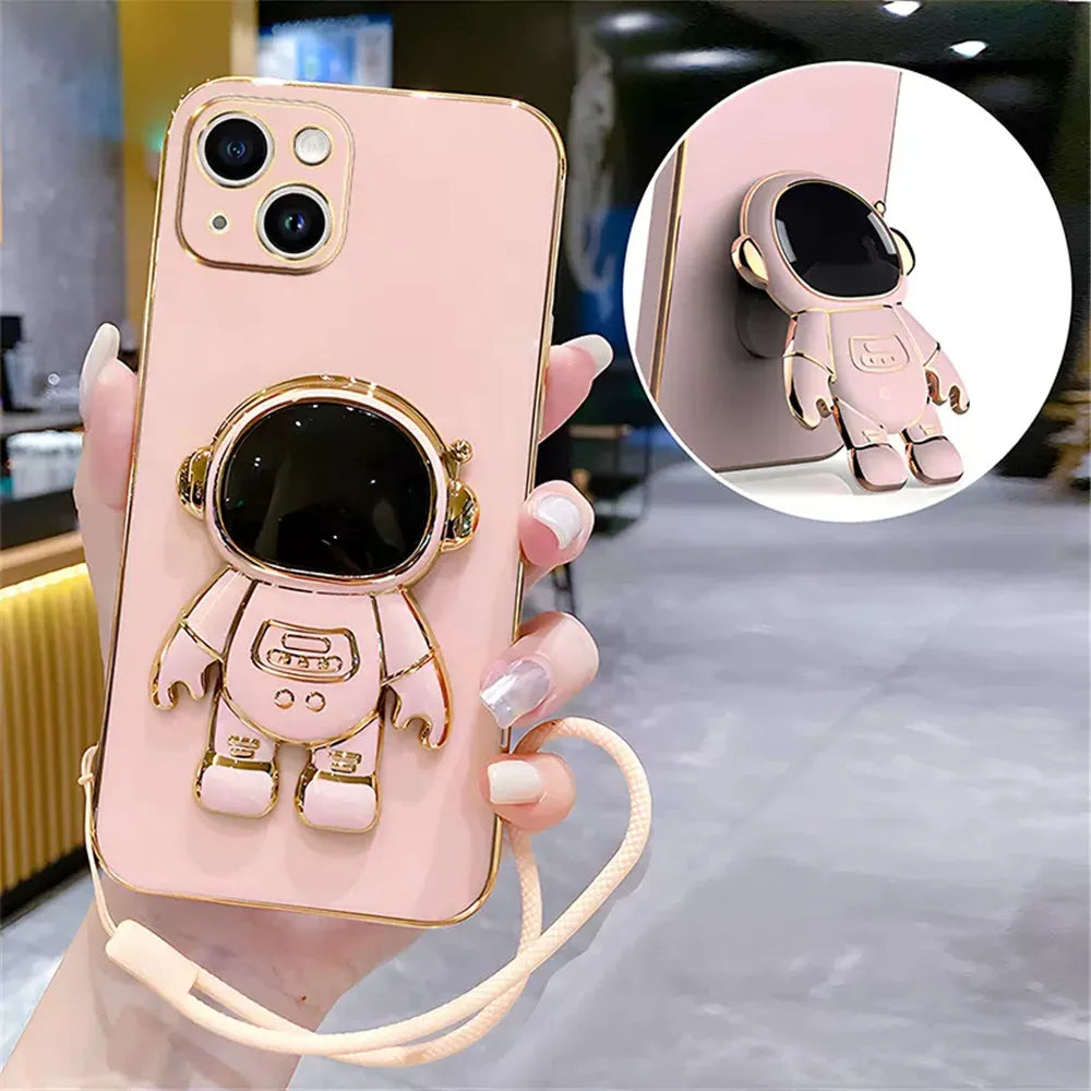 Note13 Astronaut Lanyard Crossbody Silicone Case For Xiaomi Redmi Note 13 Note13 Pro Plus 13C 13T 13 Lite POCO X6 M6 Stand Cover