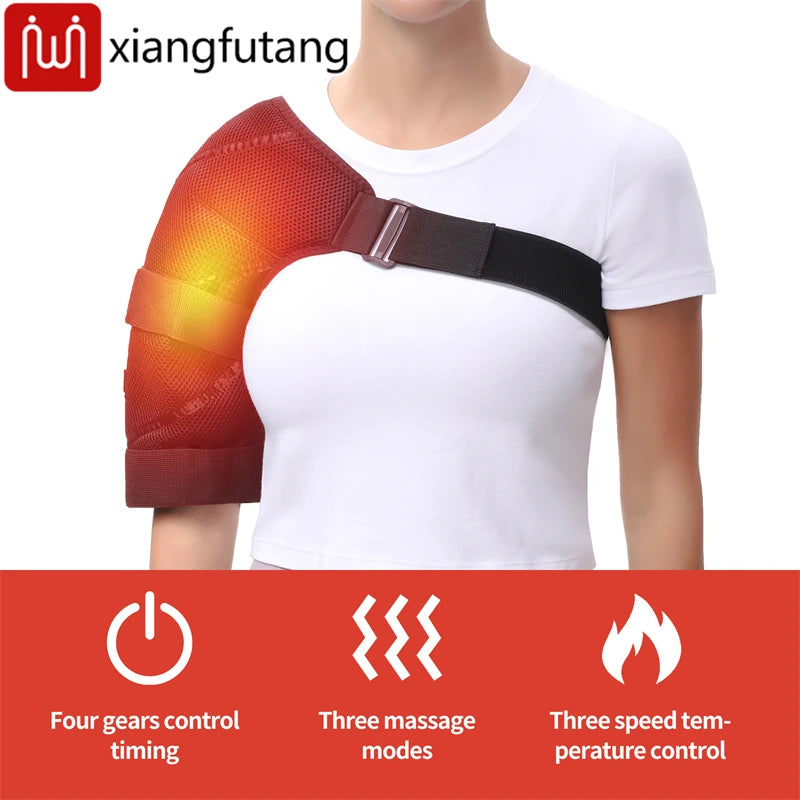 Shoulder Massager -3-Gear Heat &Vibration, Relieve Muscle Soreness Pain,Arthritis, Aids Sports Recovery, -Fitness Fans &S Eniors