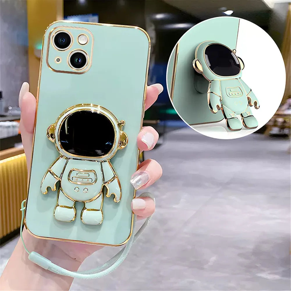 Note13 Astronaut Lanyard Crossbody Silicone Case For Xiaomi Redmi Note 13 Note13 Pro Plus 13C 13T 13 Lite POCO X6 M6 Stand Cover