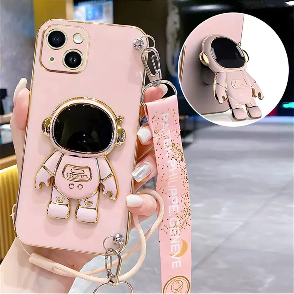 Note13 Astronaut Lanyard Crossbody Silicone Case For Xiaomi Redmi Note 13 Note13 Pro Plus 13C 13T 13 Lite POCO X6 M6 Stand Cover