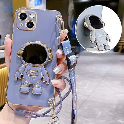 Note13 Astronaut Lanyard Crossbody Silicone Case For Xiaomi Redmi Note 13 Note13 Pro Plus 13C 13T 13 Lite POCO X6 M6 Stand Cover