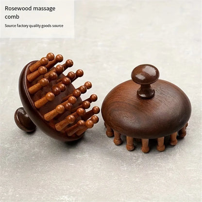 Ergonomic Mahogany Scalp Massager - Handheld Full Body Relaxation Tool with Unique Rounded Design for Relax