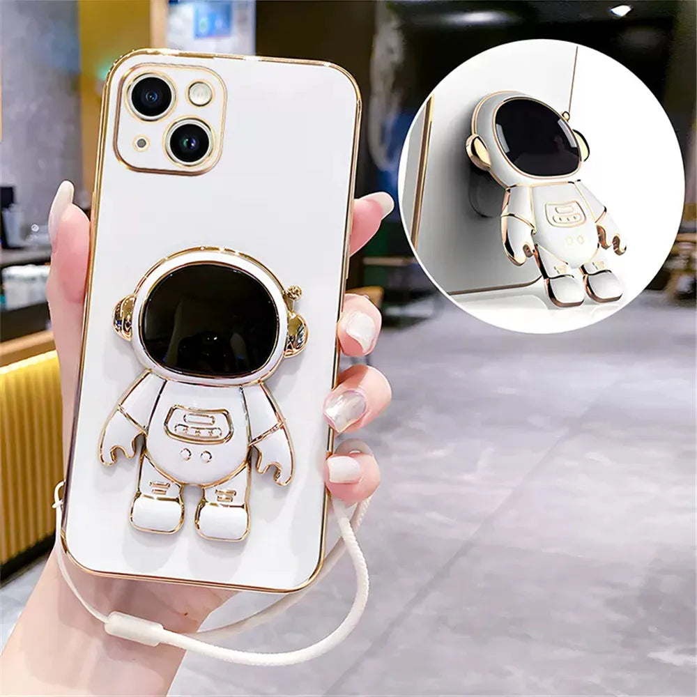 Note13 Astronaut Lanyard Crossbody Silicone Case For Xiaomi Redmi Note 13 Note13 Pro Plus 13C 13T 13 Lite POCO X6 M6 Stand Cover