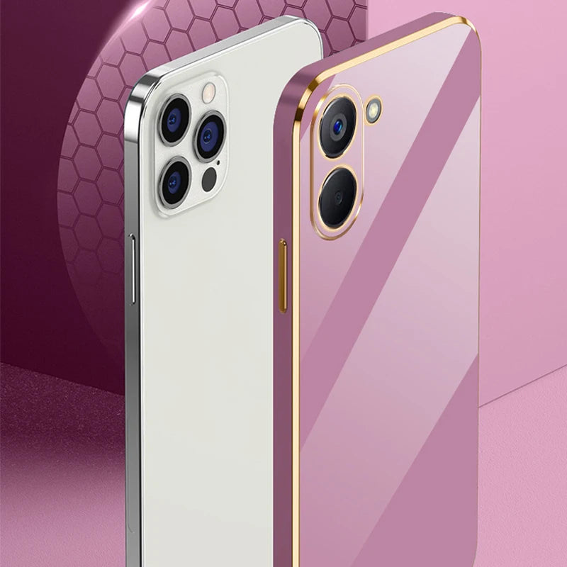 Realme 10 Pro+ Luxury Square Plating Case | Shockproof Anti-Scratch Back Cover for Realme 10 Pro, 10 Pro Plus, 10S, C35, C33 2023