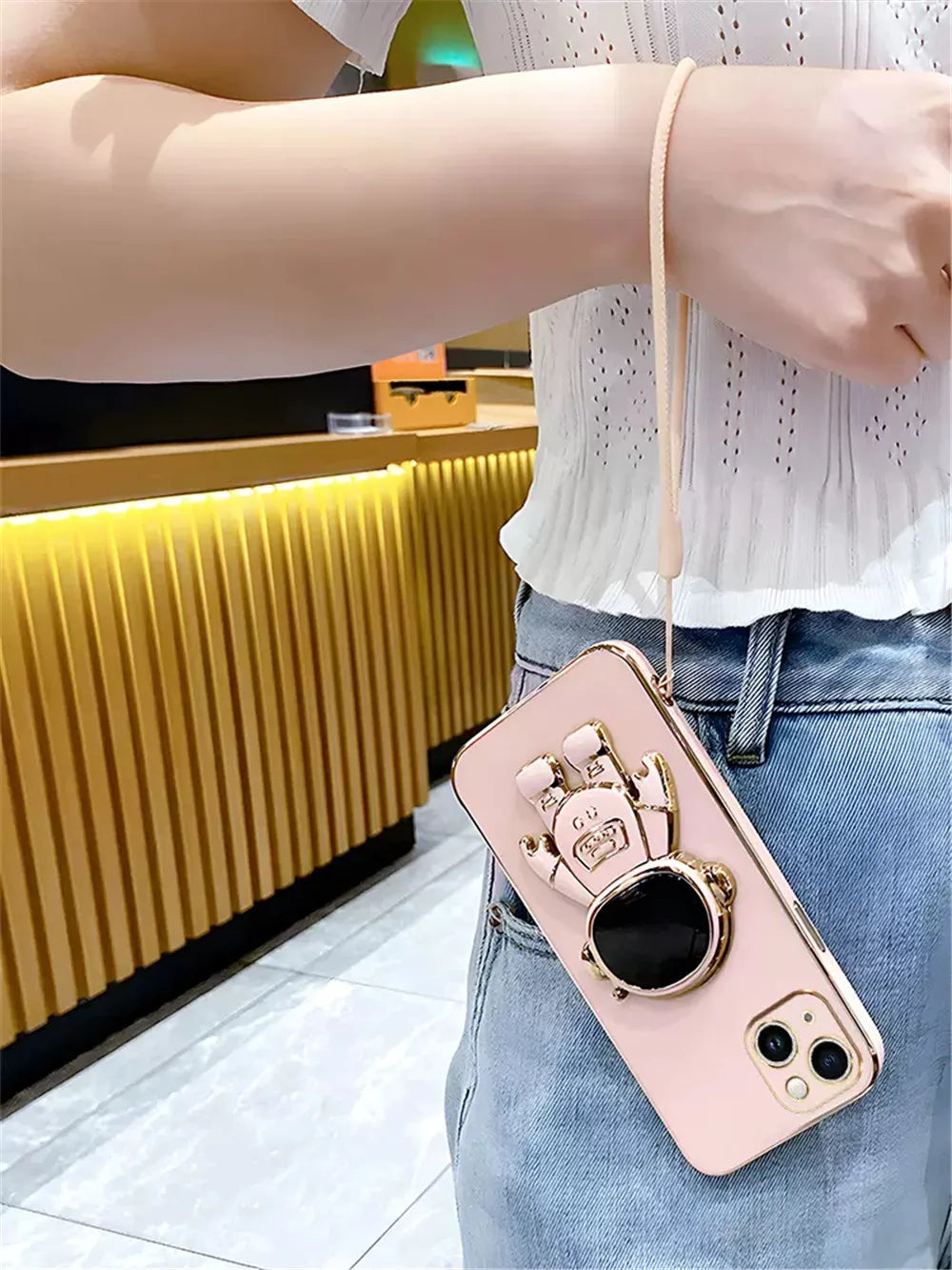 Note13 Astronaut Lanyard Crossbody Silicone Case For Xiaomi Redmi Note 13 Note13 Pro Plus 13C 13T 13 Lite POCO X6 M6 Stand Cover