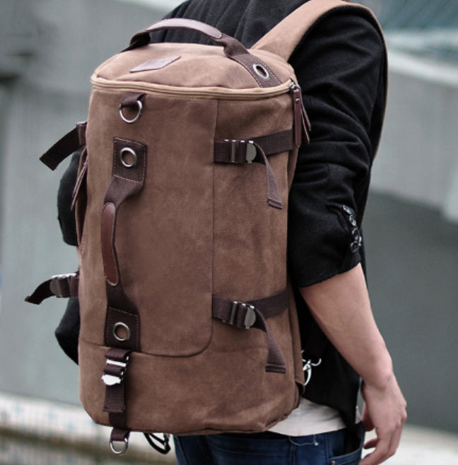 Men’s Vintage Canvas Backpack – Large Travel & Sports Rucksack with Durable Canvas, Multi-Purpose Student Bag
